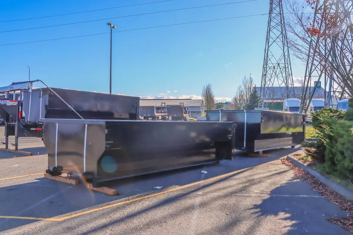 Roll-off dumpster ready for waste disposal at job site for 12 Yard Dumpster Rental in Hazlet